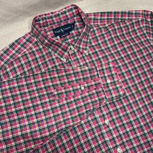 Ralph Lauren Classic Fit Button Down L/S Shirt Men's 2XLT Pink Green Plaid